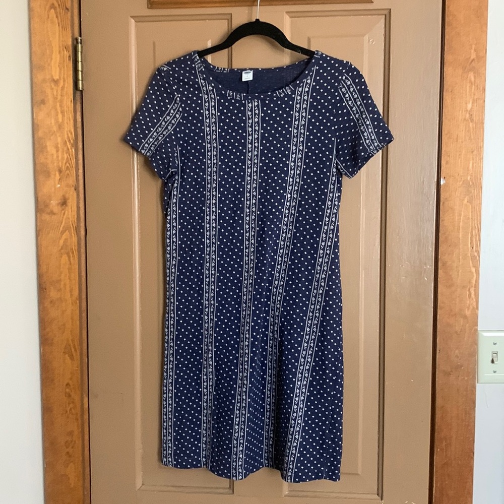 Cute short floral print navy blue dress